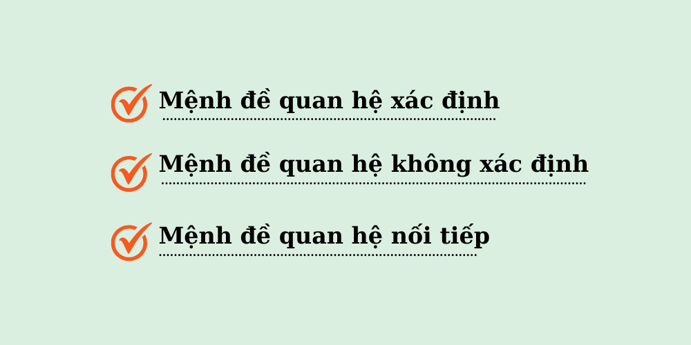 Có ba loại mệnh đề quan hệ trong tiếng Anh