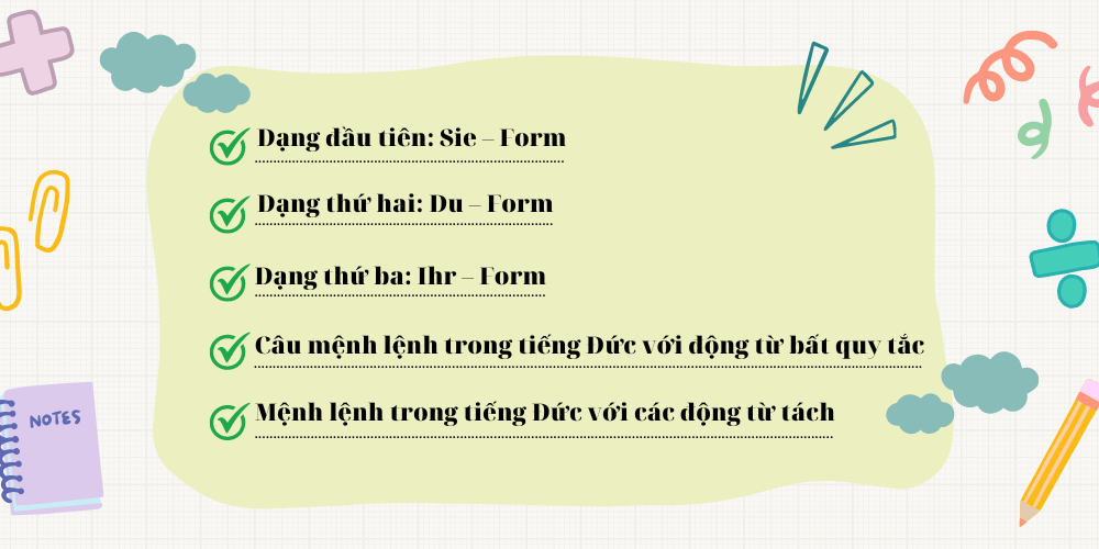Các dạng câu mệnh lệnh tiếng Đức thường gặp